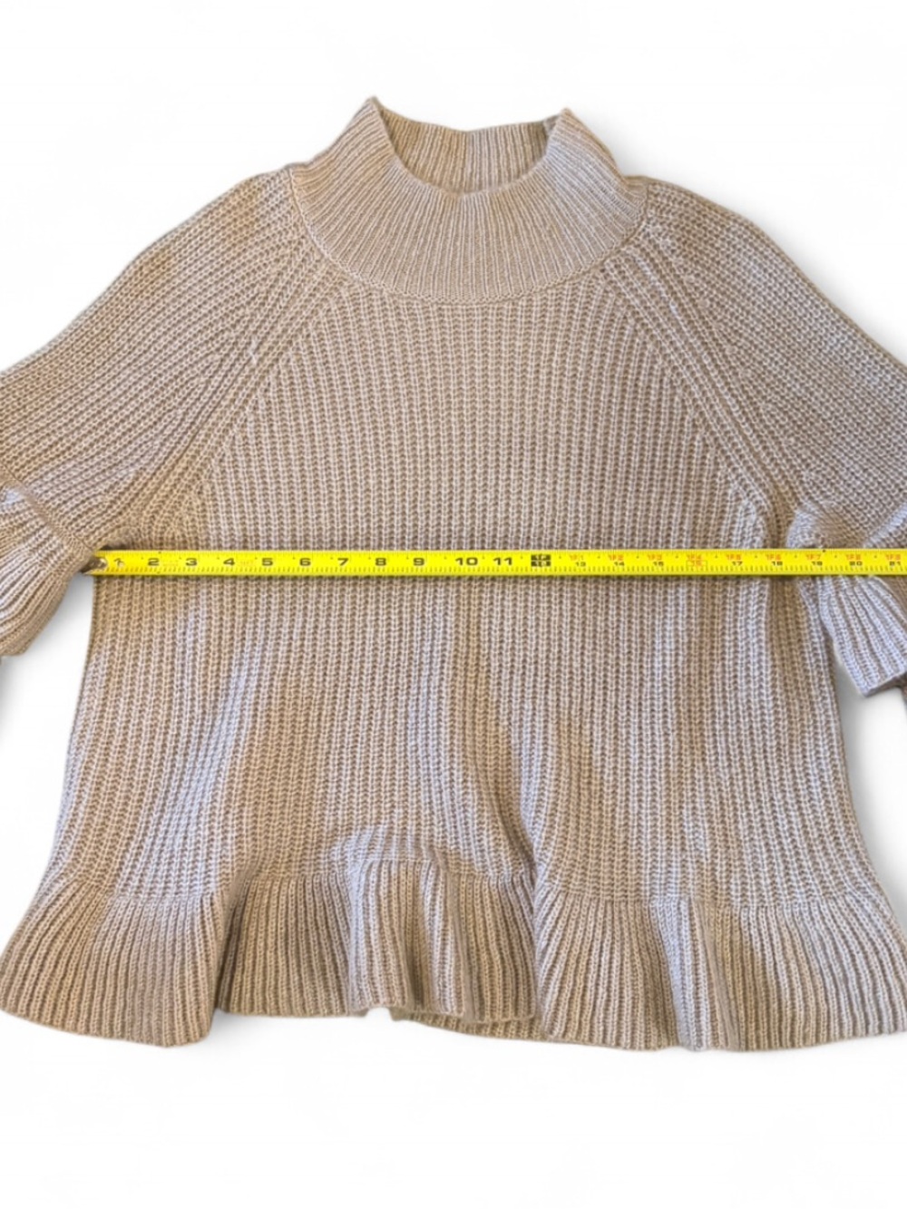 Knit Tan Ruffle Sweater - Picture 2 of 4